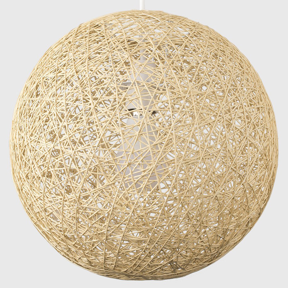 ValueLights Bjorn Cream Rattan Wicker Pendant Shade Image 3