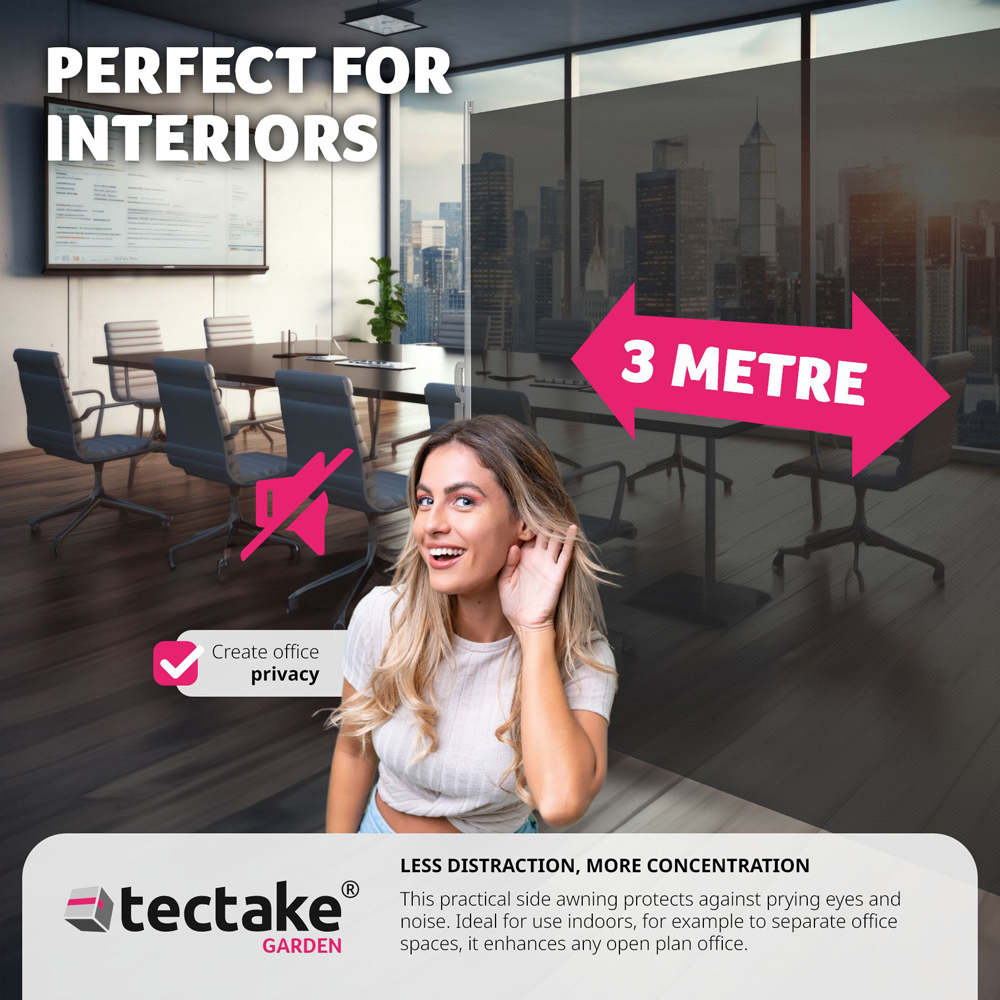 tectake Black Retractable Side Awning 1.8 x 3m Image 5