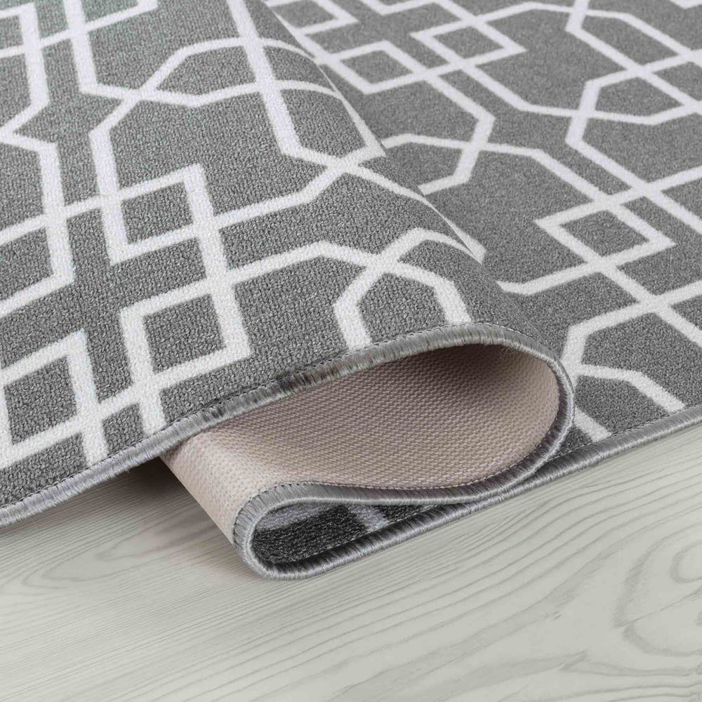 Desire Rugs Havana Grey and Cream Cubed Trellis Anti Slip Door Mat 220 x 67cm Image 3