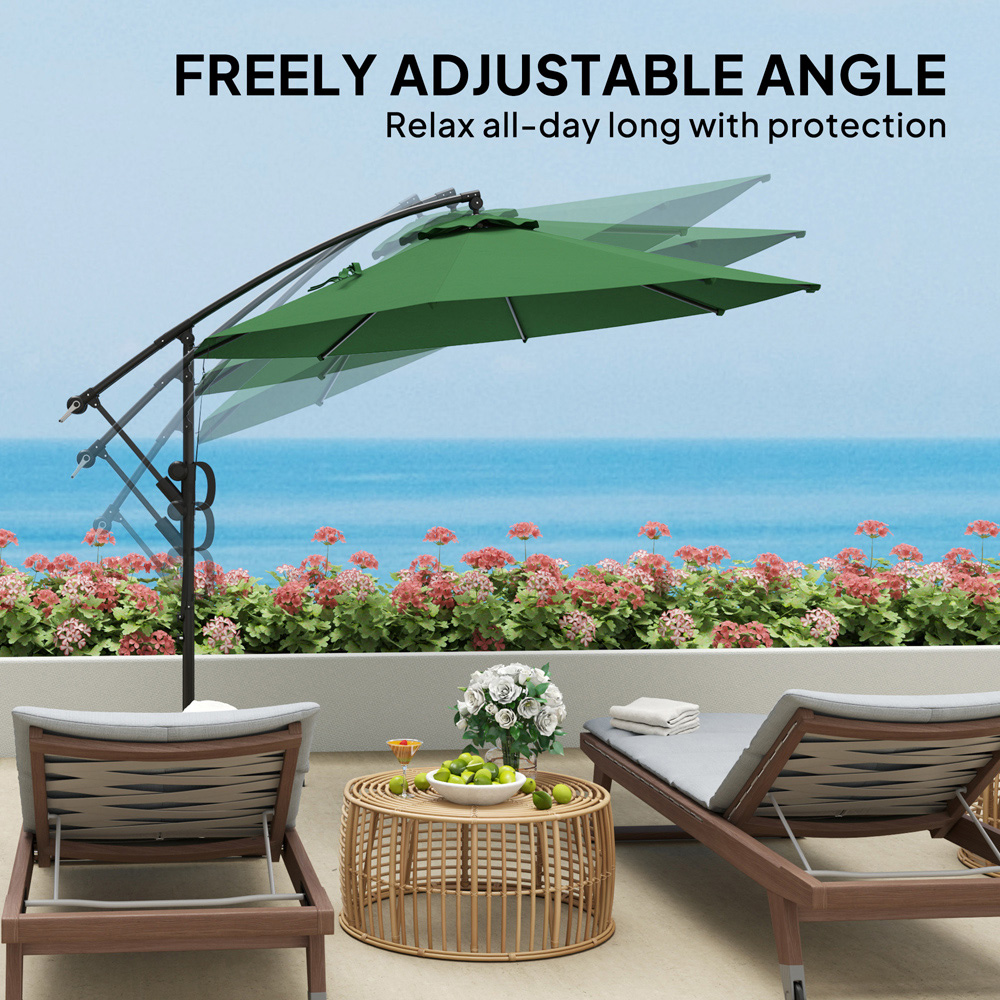 Outsunny Green Banana Cantilever Parasol with Cover and Wind Strap 3m Image 6