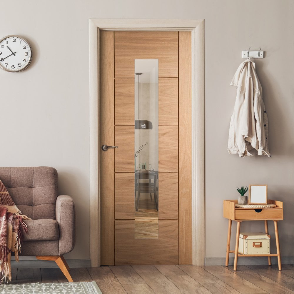 Parma Oak Veneer 1 Light Clear Glass Internal Door 1981 x 762 x 35mm Image 2