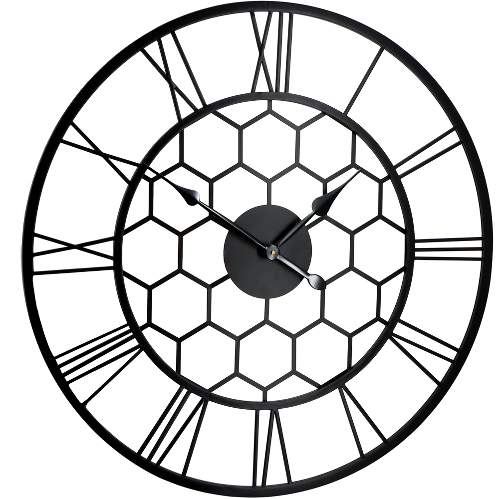 Charles Bentley Stanwick Black Round Skeleton Indoor and Outdoor Wall Clock 90cm Image 4