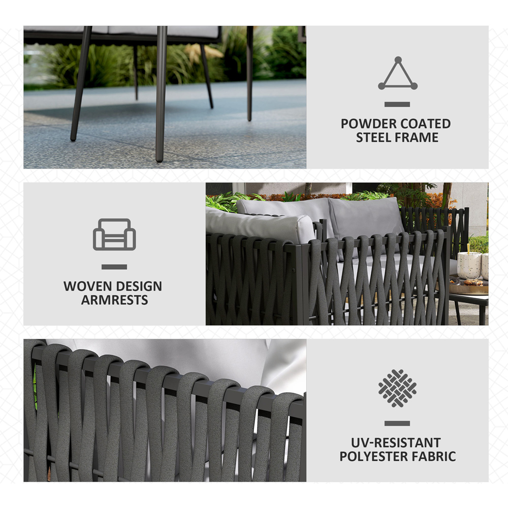 Outsunny 4 Seater Light Grey Garden Sofa Set Image 5