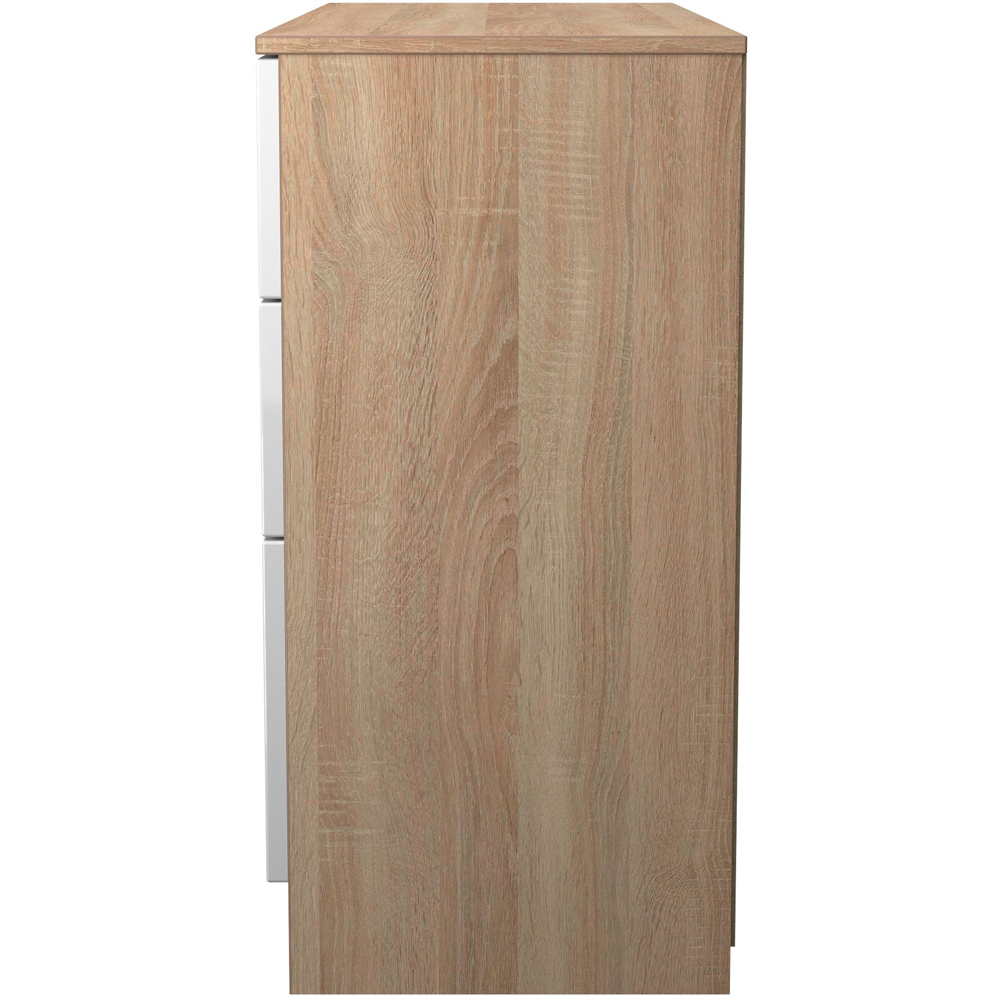 Crowndale Milan 6 Drawer White Gloss and Bardolino Oak Wide Chest of Drawers Ready Assembled Image 6