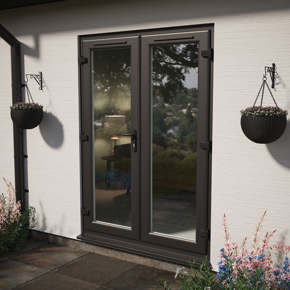 Crystal Black and White LH Master Clear Glass uPVC Double Glazed French Door 1590 x 2090mm Image 2