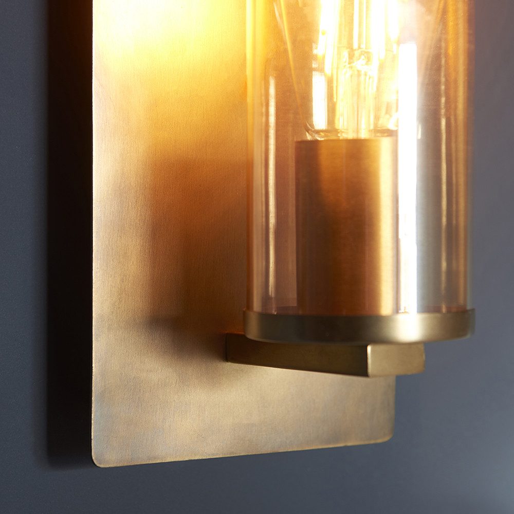 Merano Palermo Brass Patina and Champagne Lustre Glass Wall Lamp Image 4