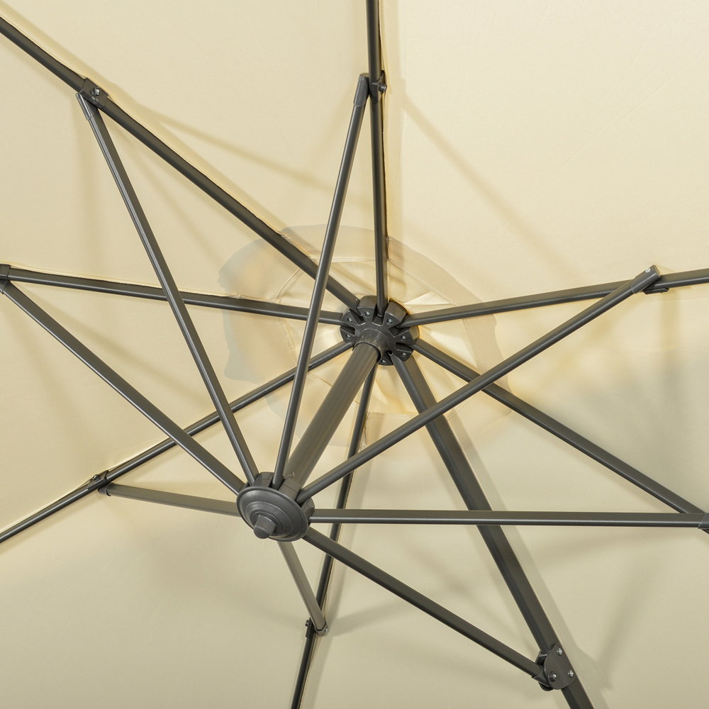 Outsunny Cream White Crank and Tilt Cantilever Parasol with Cross Base 3m Image 3