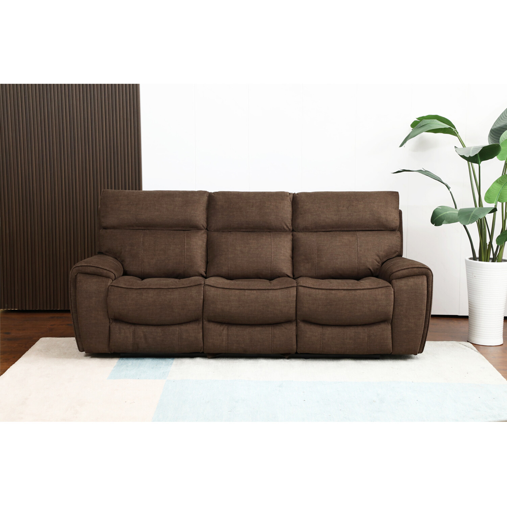 Cancun 3 Seater Brown Manual Recliner Sofa Image 9