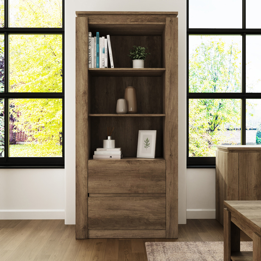 GFW 2 Drawer 3 Shelf Canyon Oak Grey Bookcase Image 8