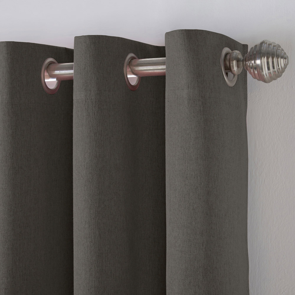 Alan Symonds Charcoal Linen Look Blackout Ring Top Eyelet Curtains 110 x 137cm Image 3