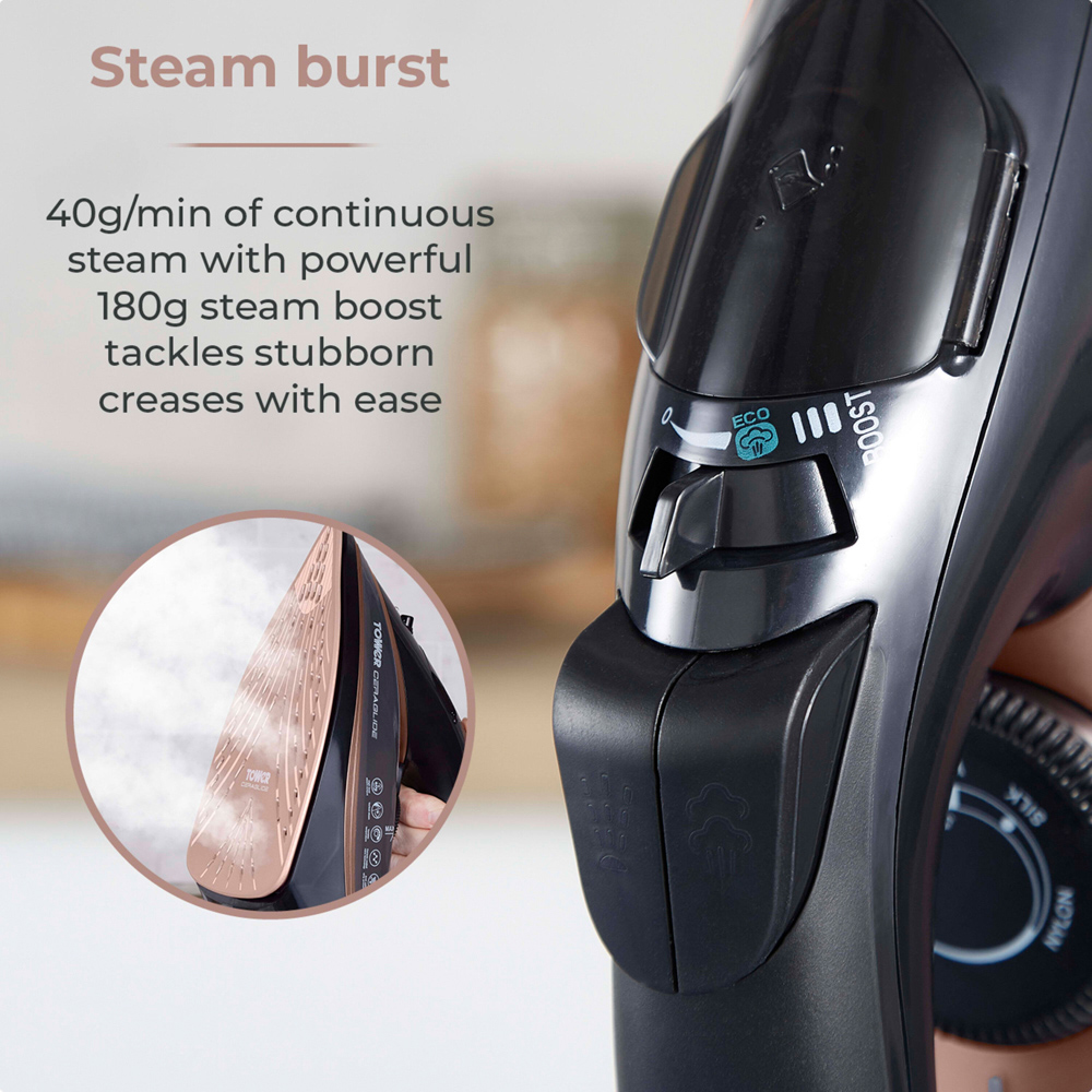Tower CeraGlide Black and Rose Gold Ultra Speed Iron 3100W Image 5