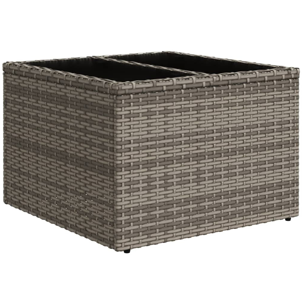 Walplus Grey Poly Rattan Glass Top Garden Coffee Table Image 2