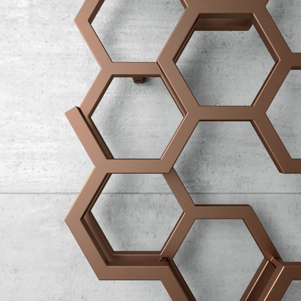 Terma Hex 1180 BTU Bright Copper Radiator 1220 x 486mm Image 6