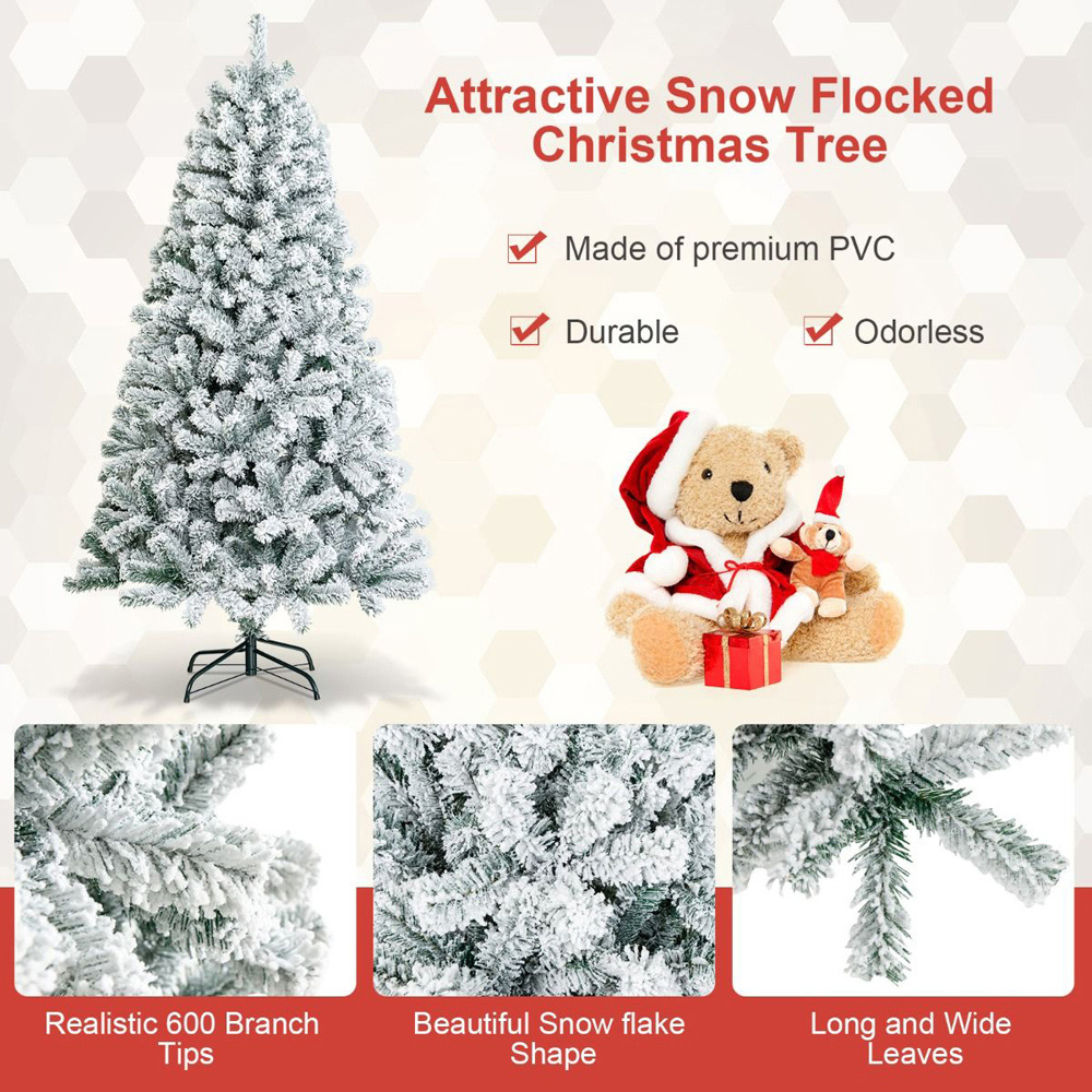 Costway Snow Flocked Artificial Christmas Tree 6ft Image 6