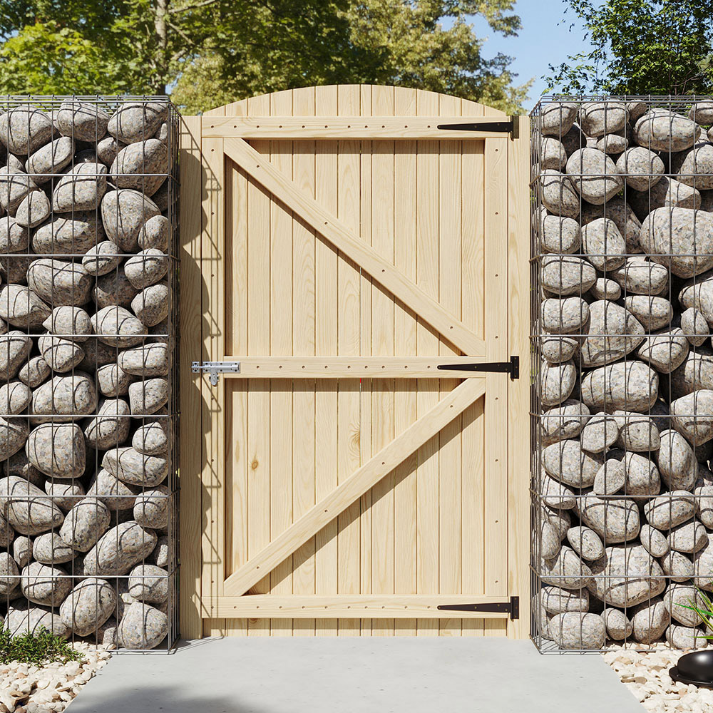 Living and Home Wooden Arch Top Garden Gate with Latch 3.2 x 5.9ft Image 2