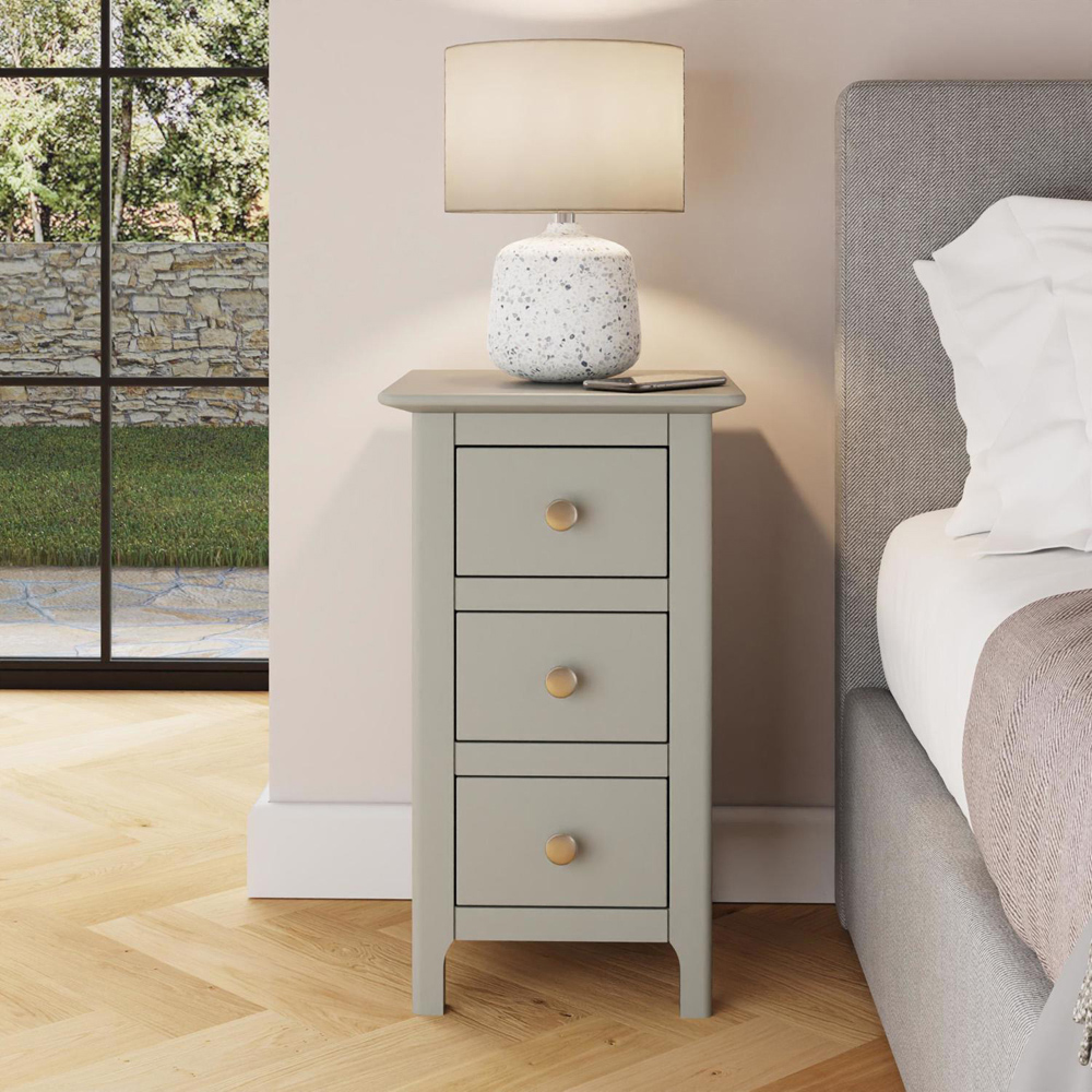 FWStyle Palma 3 Drawer Grey Ready Assembled Bedside Chest Image 7
