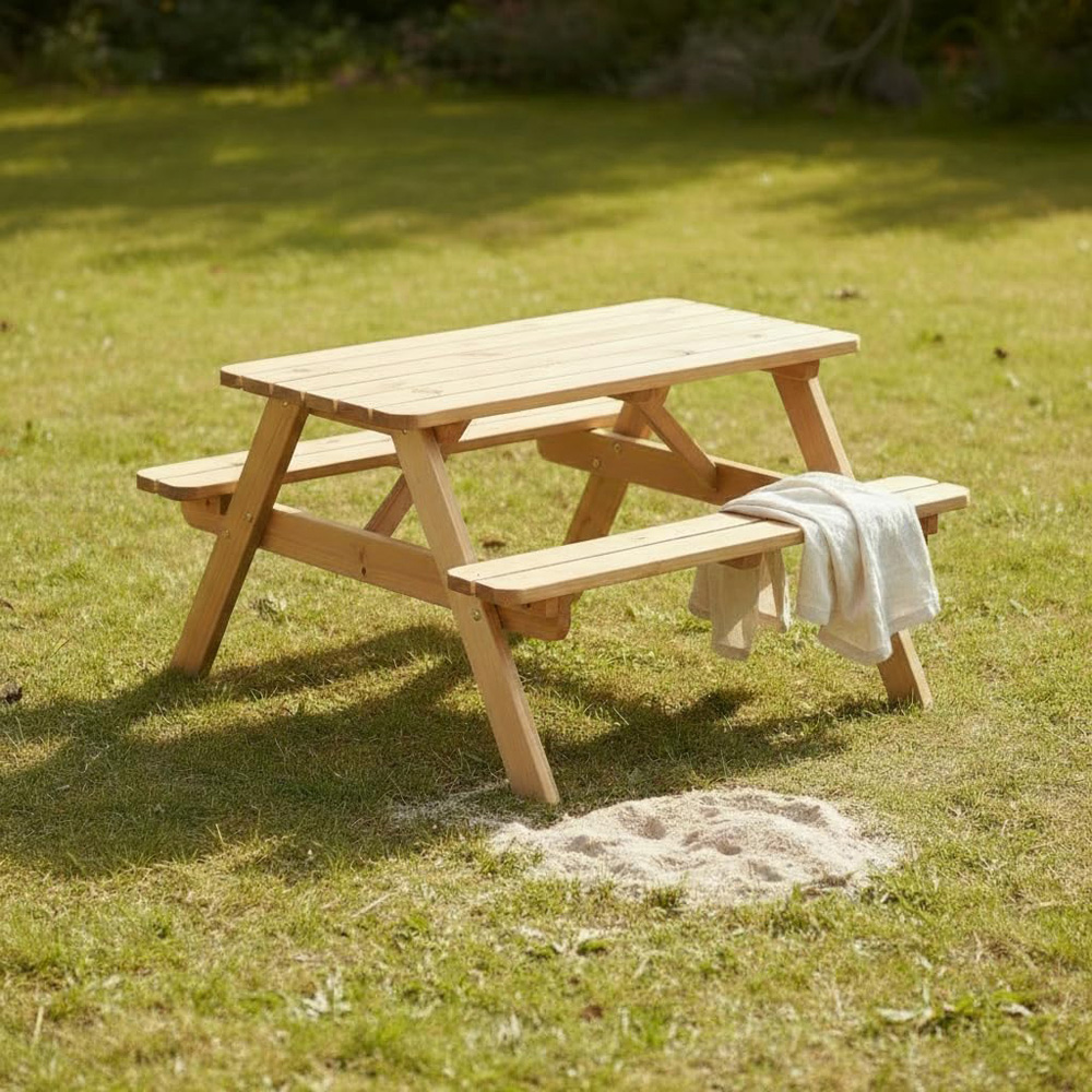 AMATA Ungurs Children's Natural Maxi Wooden Picnic Table Image 4