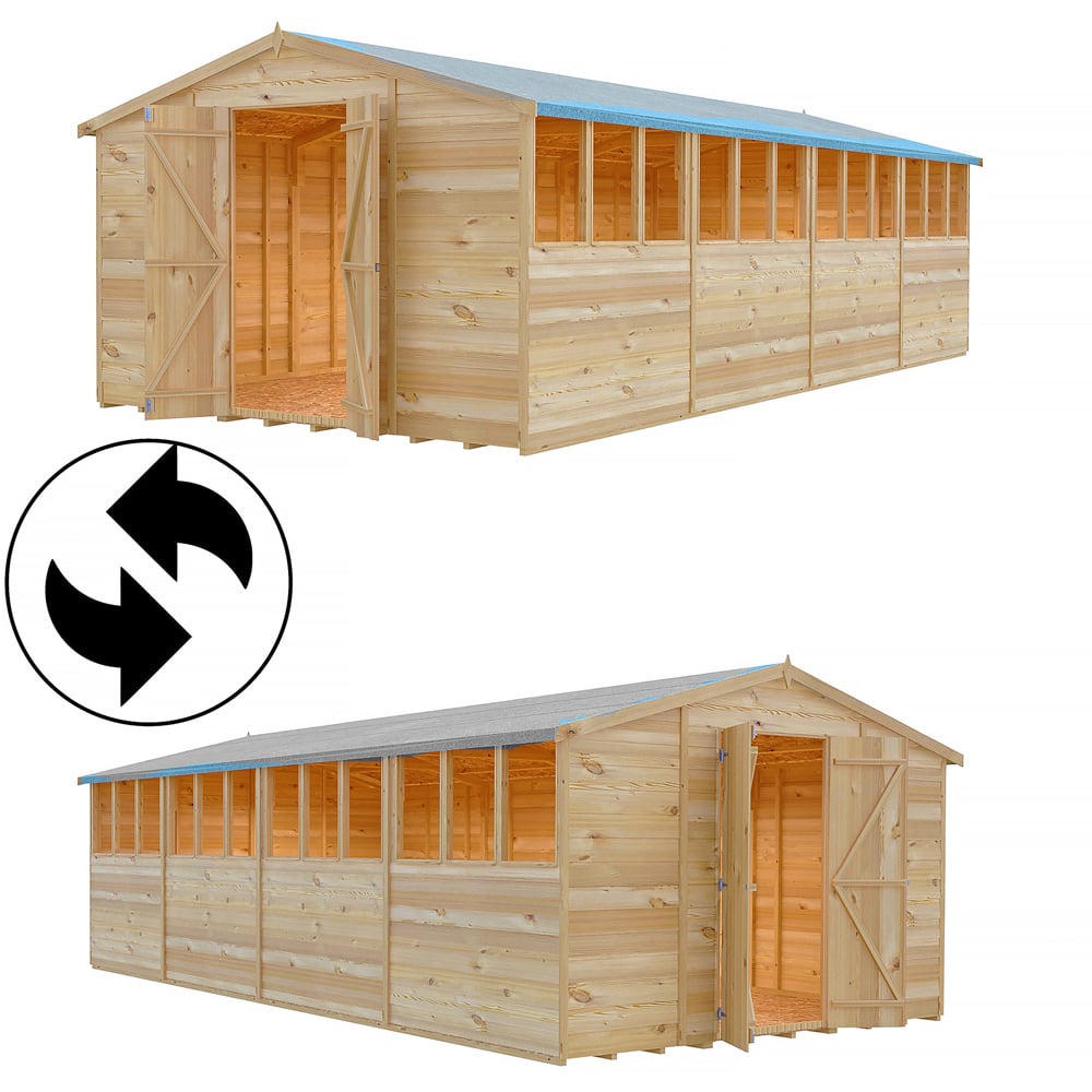 Shire 10 x 20ft Double Door Dip Treated Overlap Apex Shed Image 6