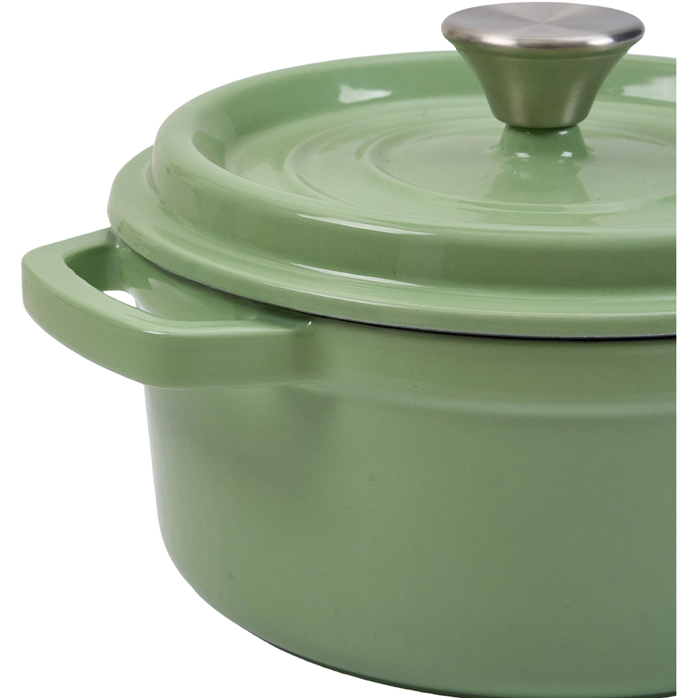 Living and Home Matcha Green Enamelled Cast Iron Dutch Oven Pot 5L Image 3