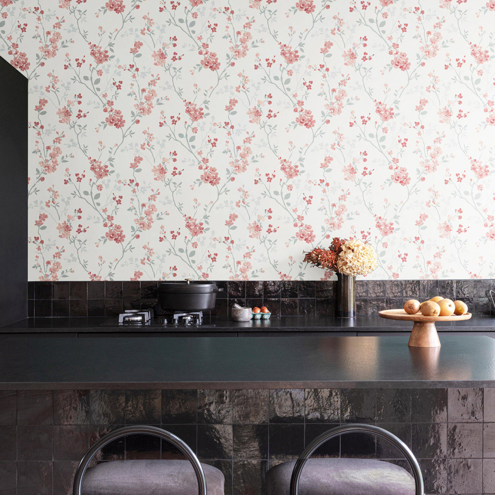 Grandeco Jasmin Cherry Blossom White Wallpaper Image 3
