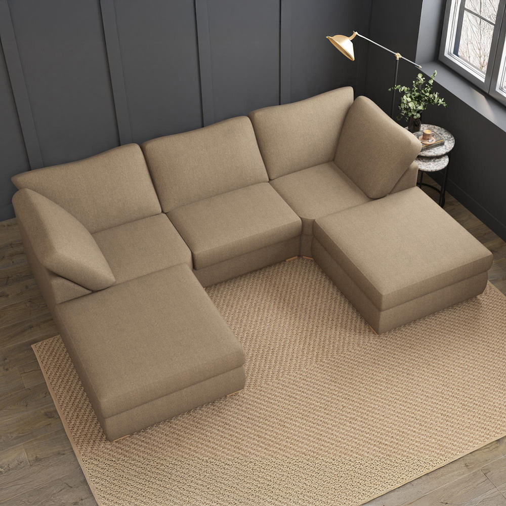 Nestle 5 Seater Nutmeg Venice Fixed Back U-Shape Sofa Image 7