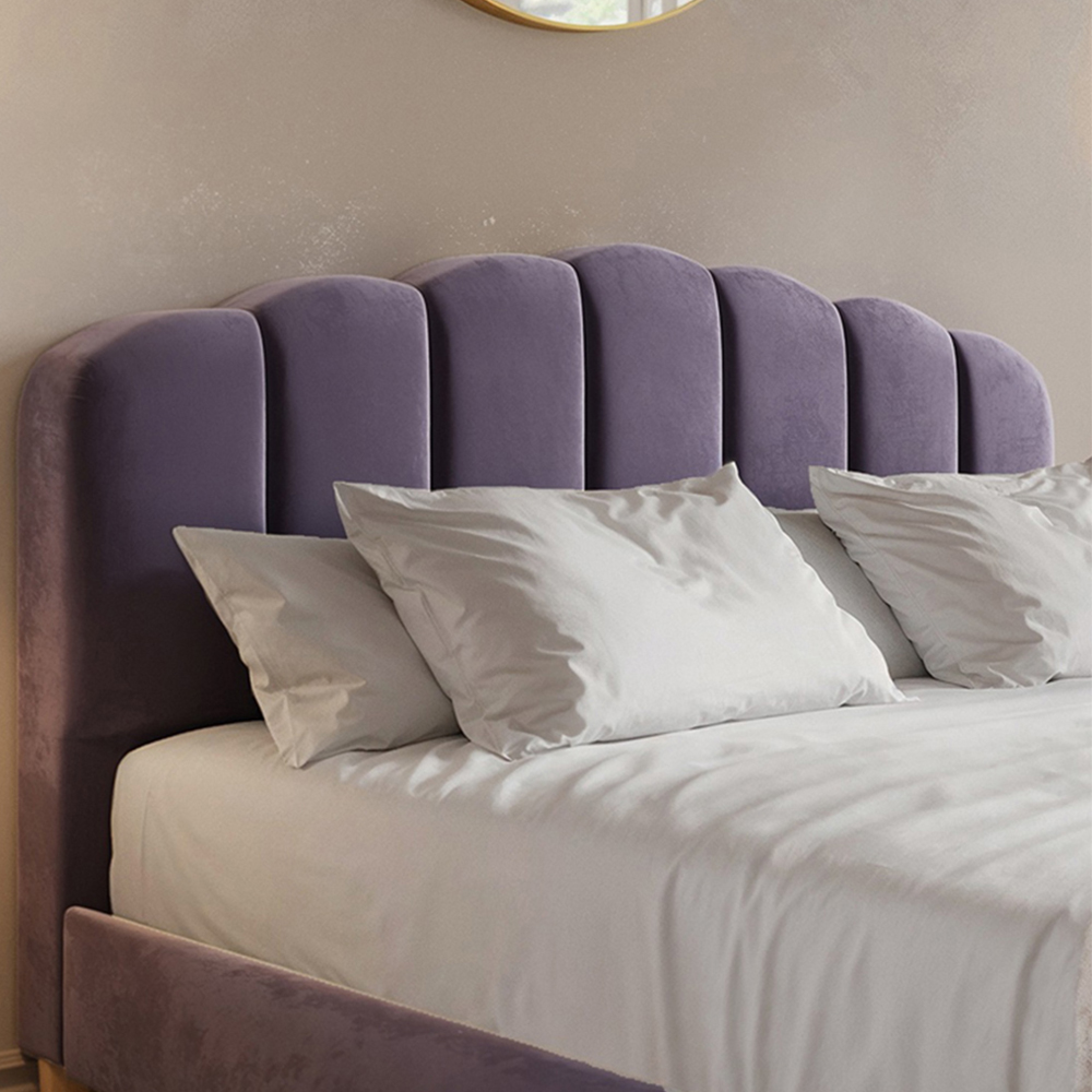 Flair Scallop Double Purple Velvet Bed Frame Image 4