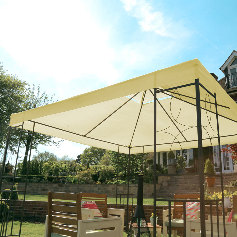 Charles Bentley 3 x 3m Cream Steel Art Luxury Gazebo Image 5