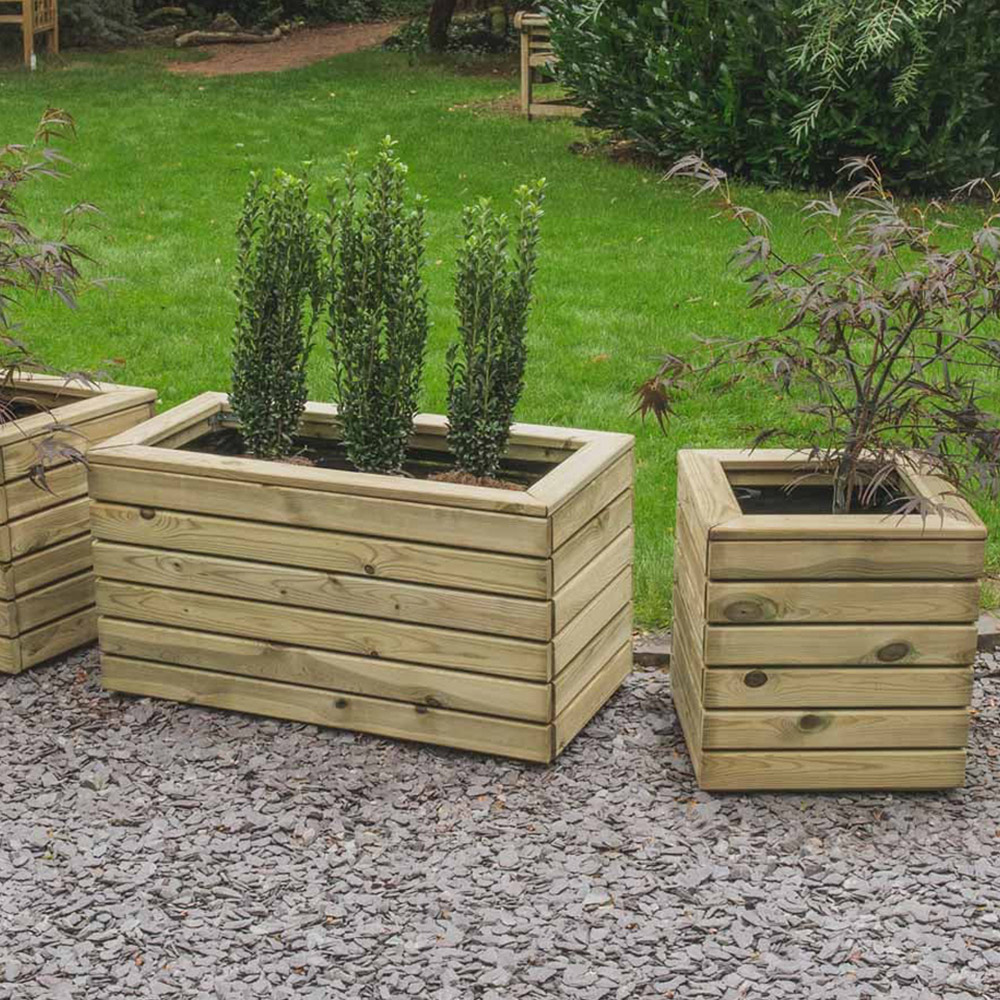 Forest Garden Timber Outdoor Square Linear Planter 40cm Image 5