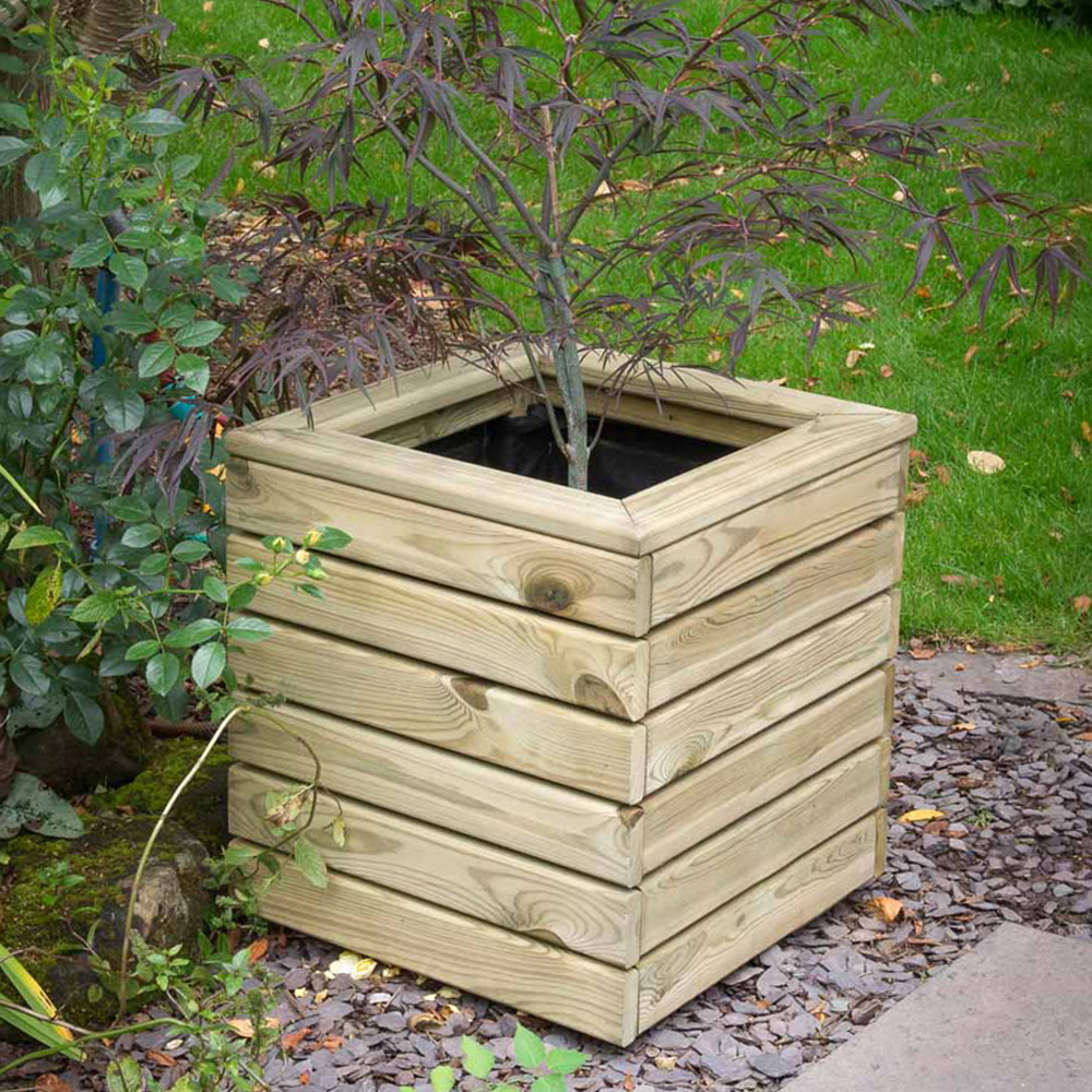 Forest Garden Timber Outdoor Square Linear Planter 40cm Image 3