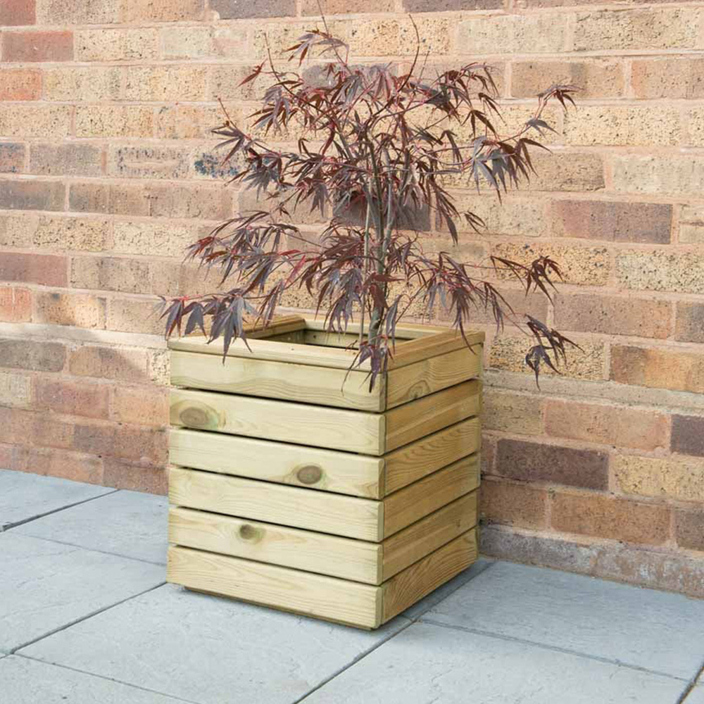 Forest Garden Timber Outdoor Square Linear Planter 40cm Image 2