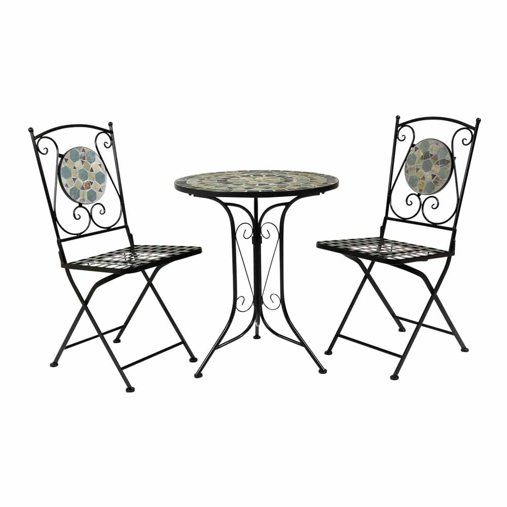 Charles Bentley Blue Mosaic Bistro Set Image 1