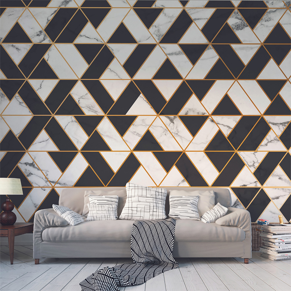 Origin Murals Marbled Textured Geometric White Wall Mural | Compare The Build