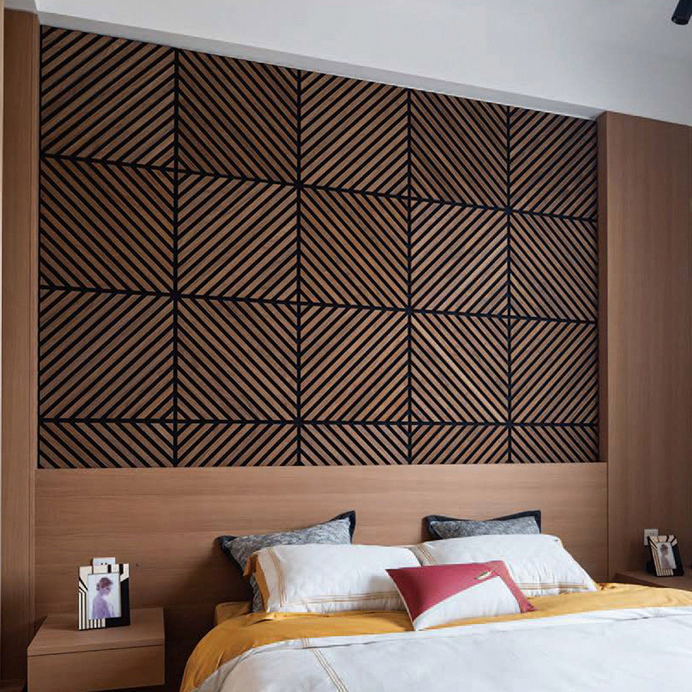 Tuscan Chevron Walnut PVC Wrapped Acoustic Wall Tile | Homebase