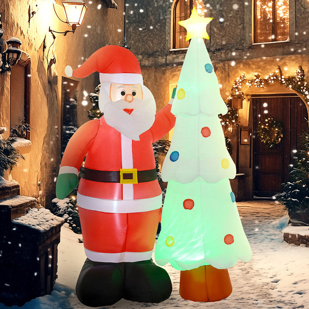 Everglow LED Inflatable Santa Claus and Christmas Tree Decoration 7ft ...