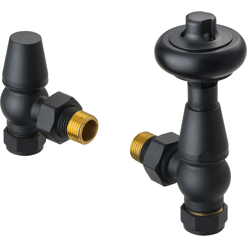 Terma Traditional Matt Textured Black Angled Thermostatic Radiator ...