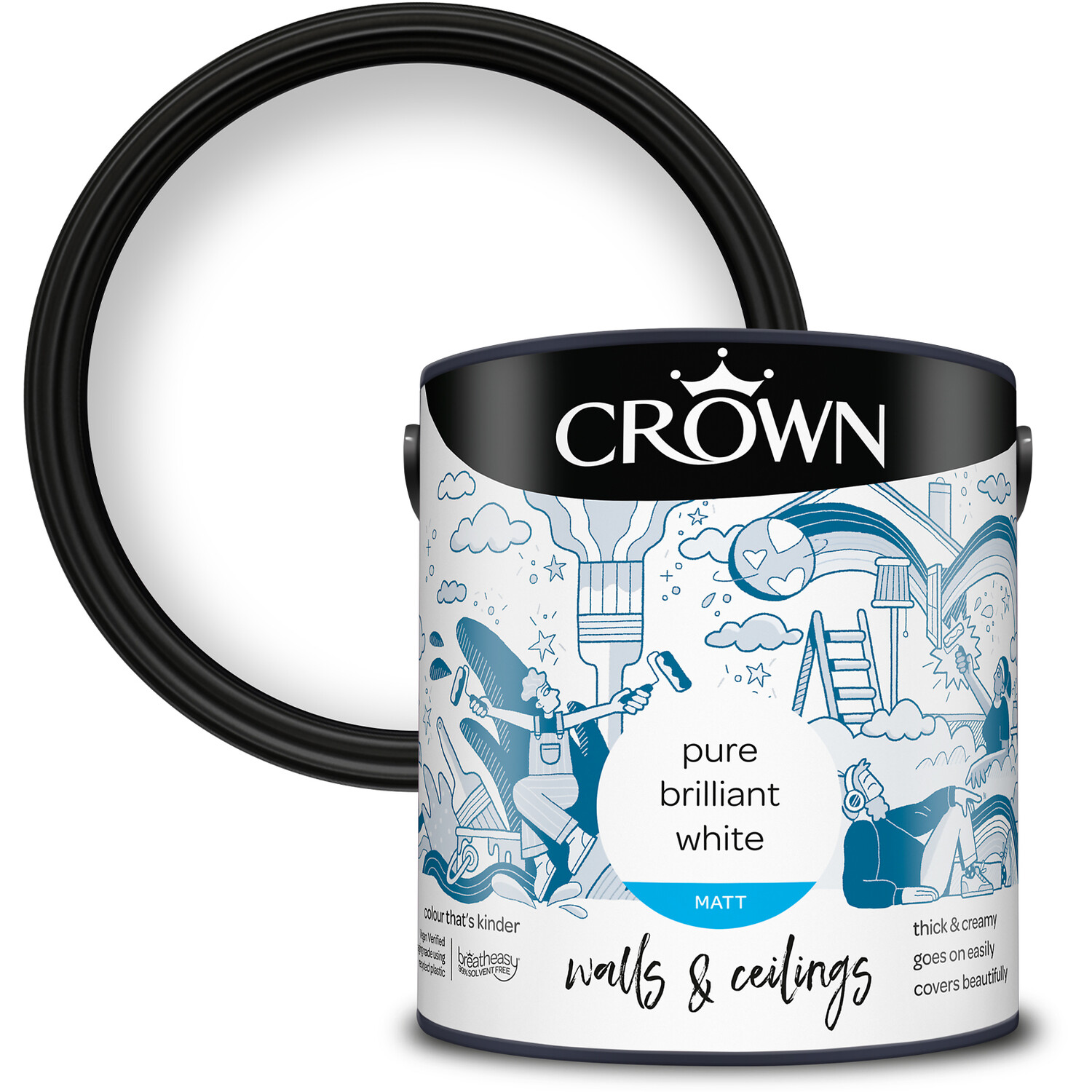 Crown Breatheasy Pure Brilliant White Matt Emulsion Paint 2.5L | Compare The Build