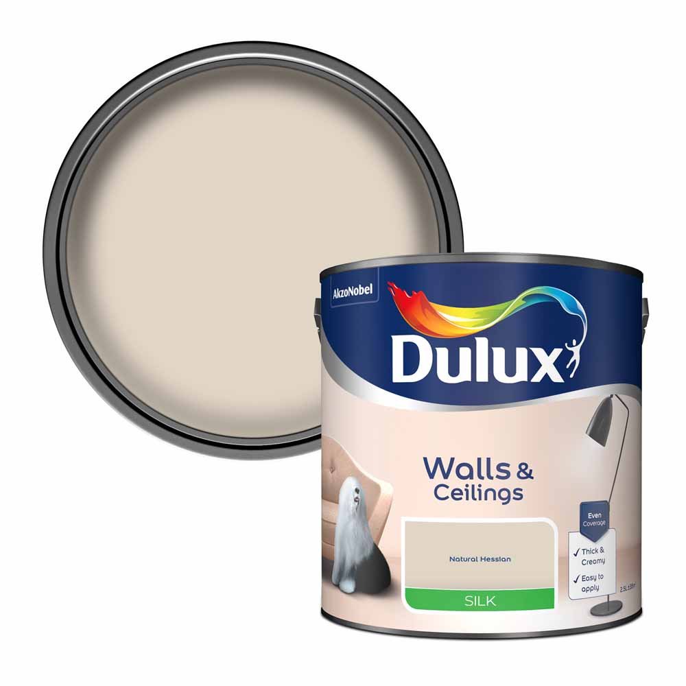 Dulux Walls & Ceilings Natural Hessain Silk Emulsion Paint 2.5L | Compare The Build