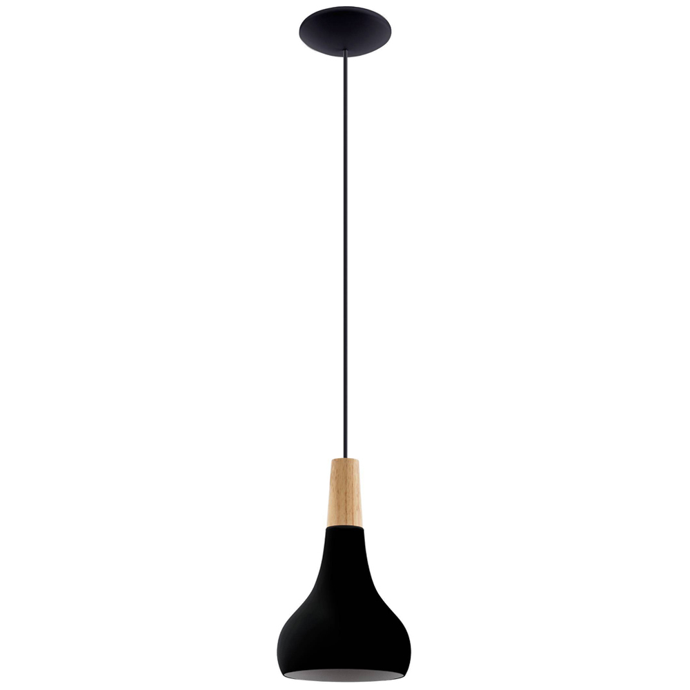 EGLO Sabinar Black Metal and Wood Pendant Light 18cm Price Comparisons | Compare The Build