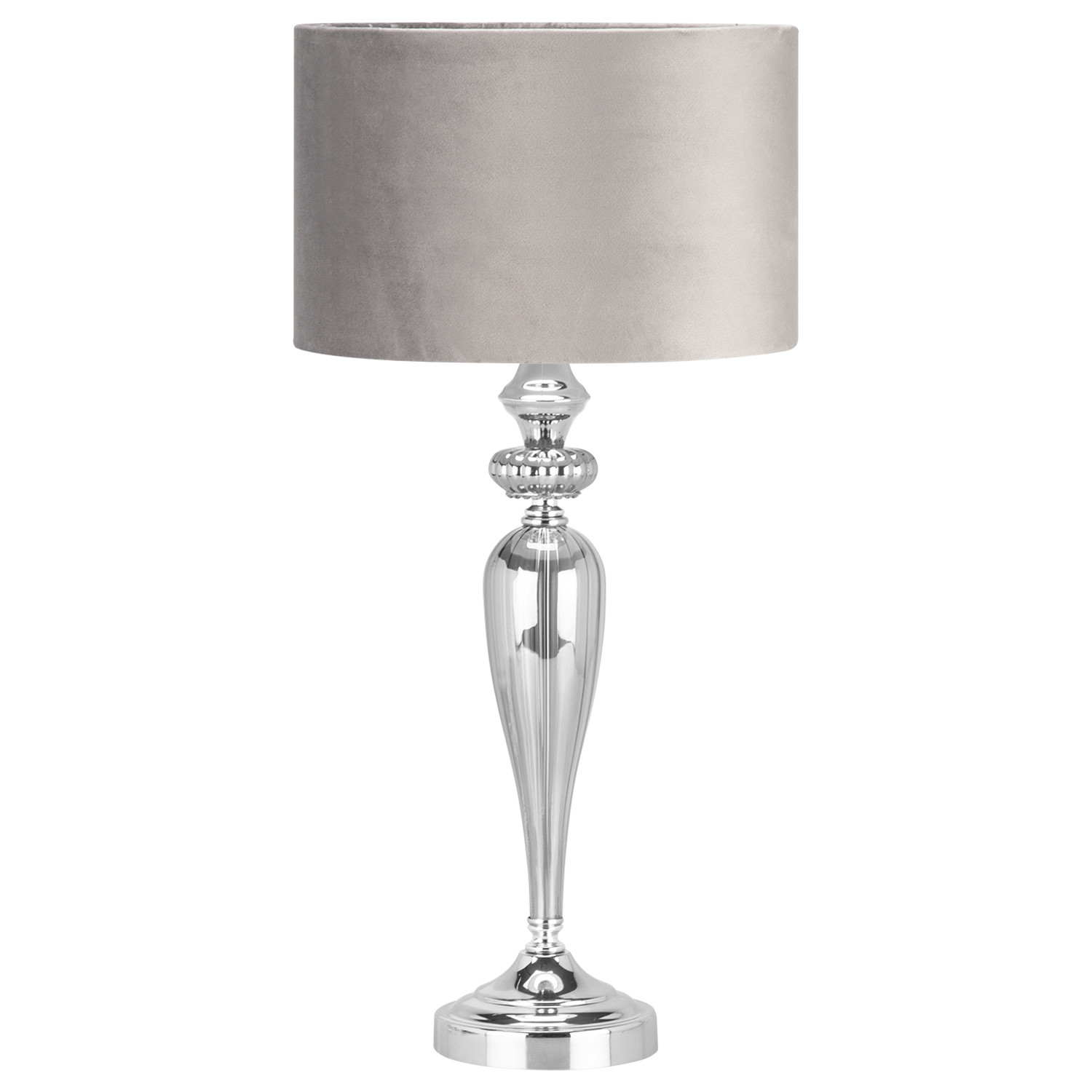 Pewter Smoked Silver Table Lamp | Homebase