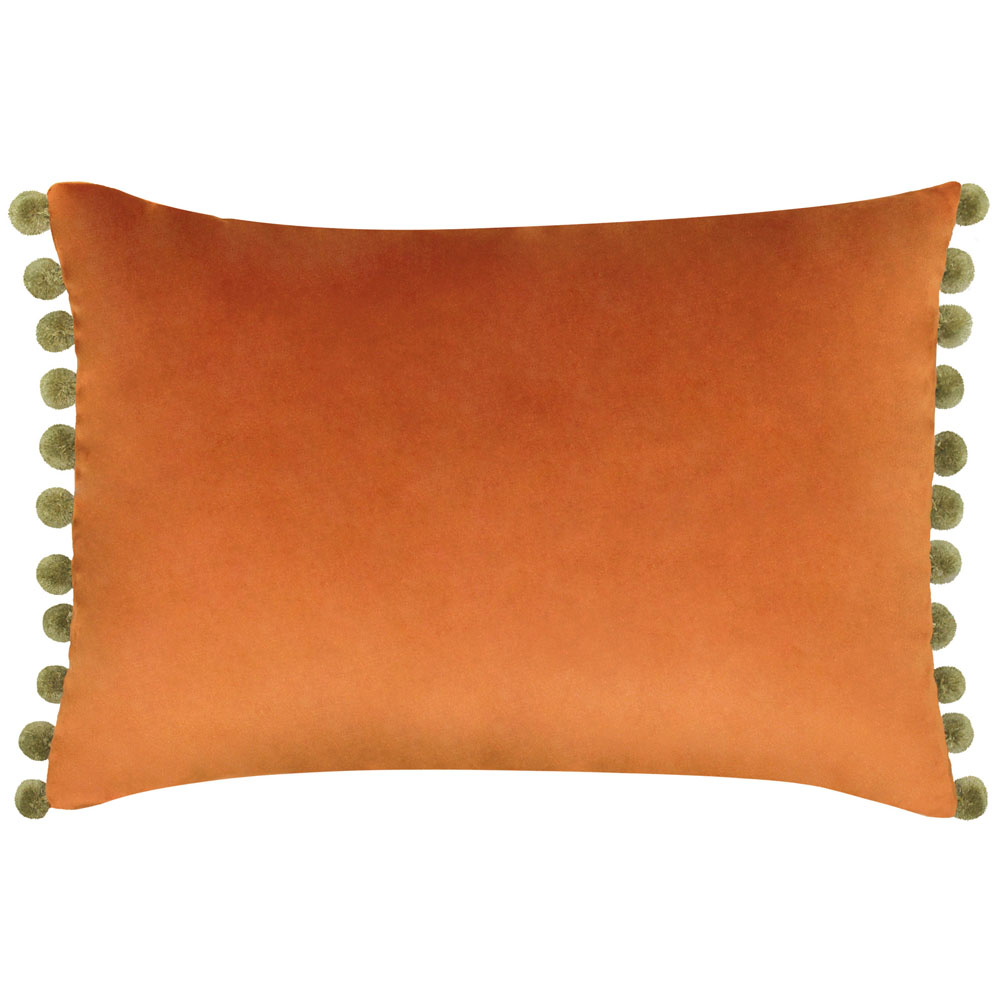 Paoletti Fiesta Rust Khaki Pom Pom Velvet Cushion Price Comparisons | Compare The Build