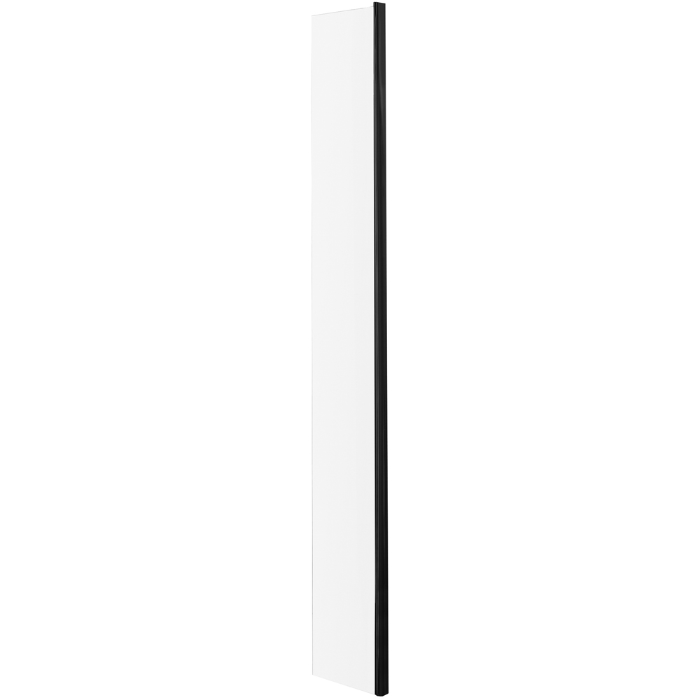 Front Clean Back Return Screen nuie Matt Black Wetroom Return Screen 1850 x 215mm | Homebase