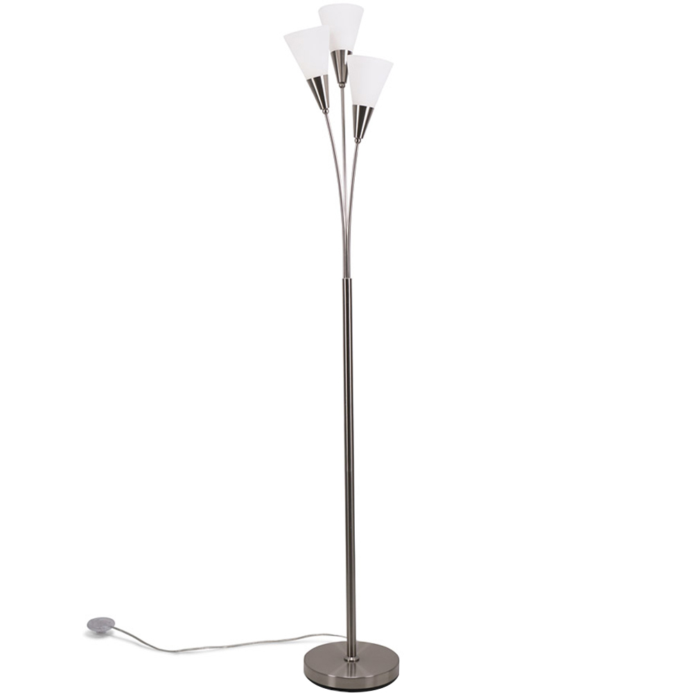 ValueLights Kristina 3 Way Frosted White Shade Silver Uplighter LED Floor Lamp Price Comparisons | Compare The Build