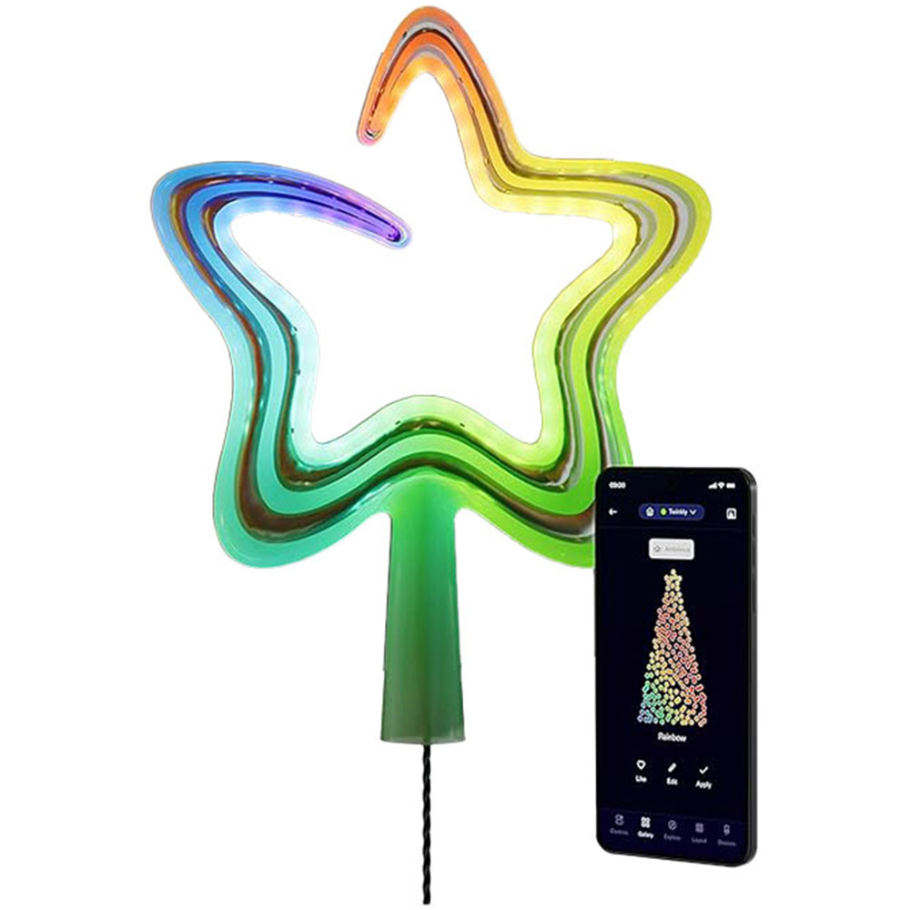 Twinkly 76 RGBW Star LED Smart USB Christmas Tree Topper 22cm | Homebase
