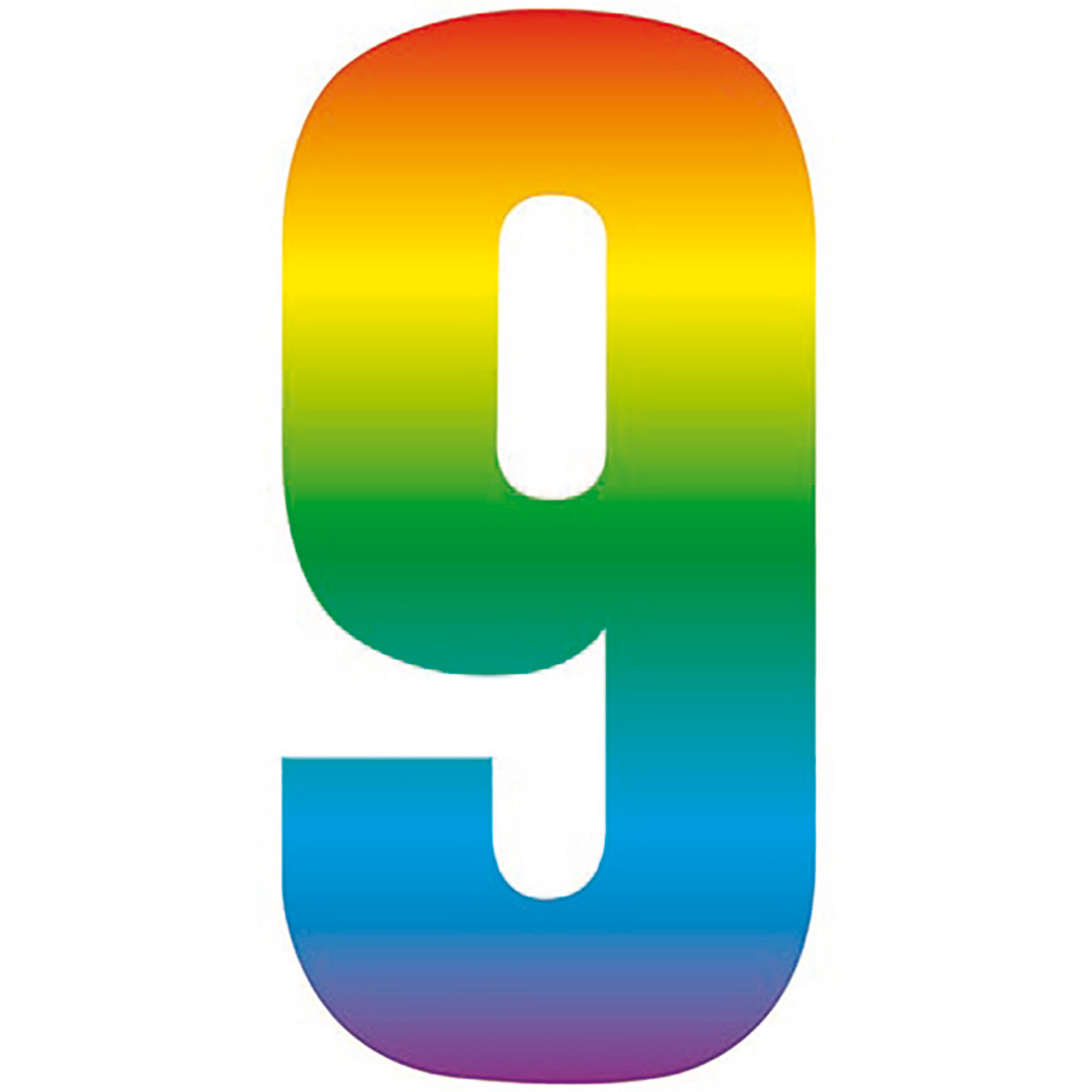 Number R 9 Rainbow Self Adhesive Number Sticker - 9 | Homebase