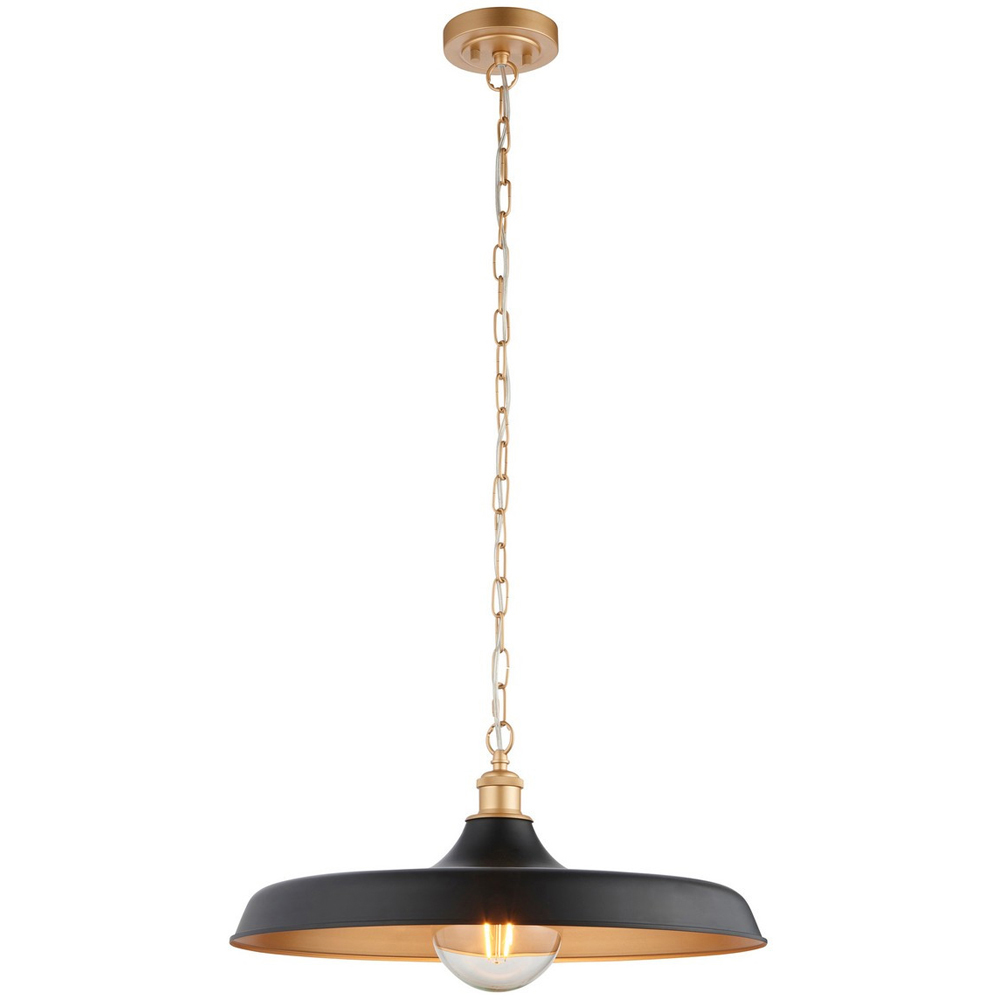 Merano Afragola Dome Matt Black and Satin Gold Pendant Ceiling Light Price Comparisons | Compare The Build