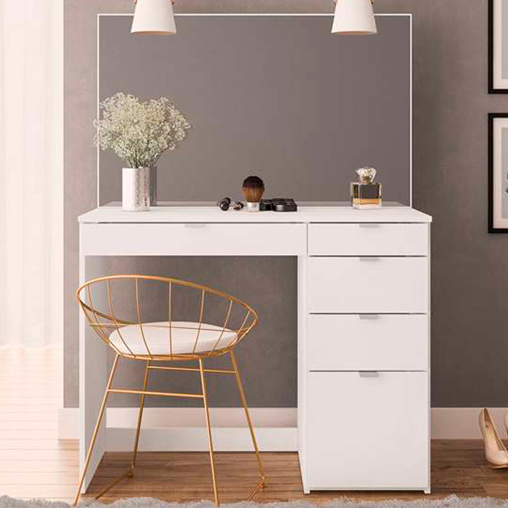 Ava 5 Drawer White Dressing Table with Mirror Price Comparisons | Compare The Build