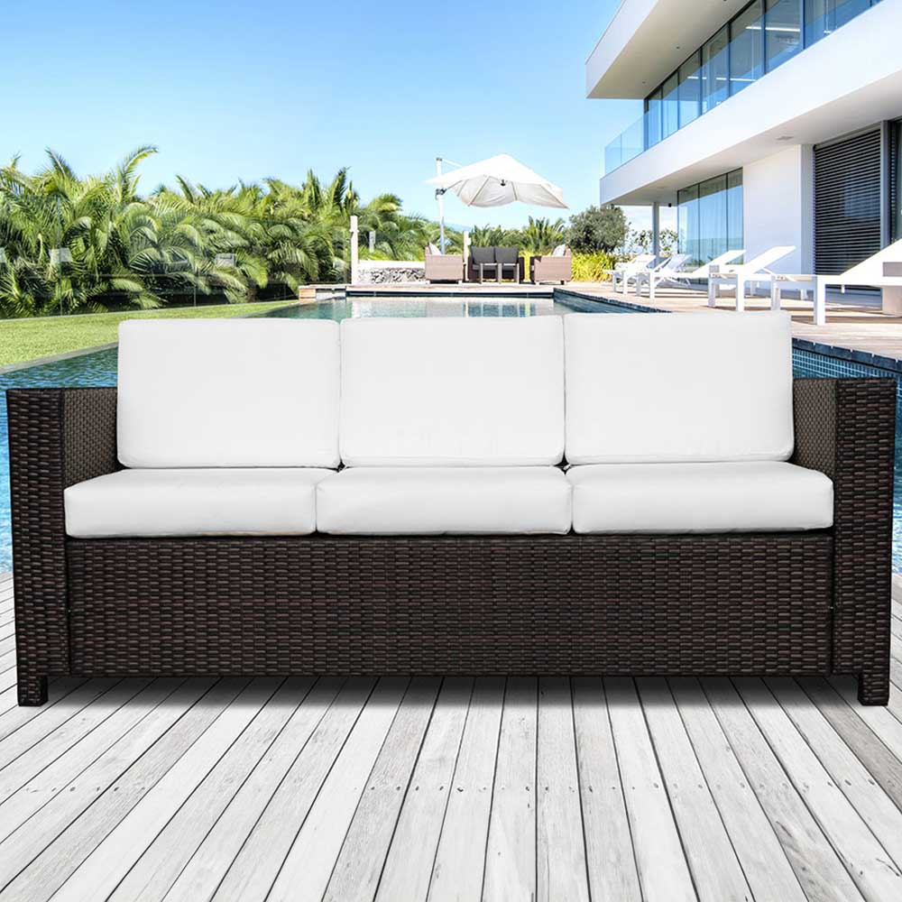 Outsunny 3 Seater Rattan Sofa Brown | Homebase