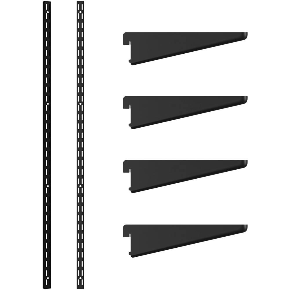 Rothley Matt Black 4.5 inch Brackets and 48 inch Uprights Twin Slot Shelving Kit Price Comparisons | Compare The Build