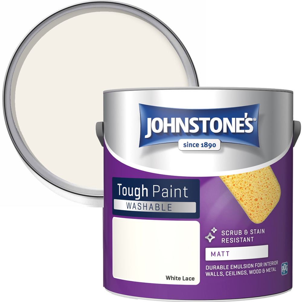 Johnstone's Washable White Lace Matt Emulsion Paint 2.5L | Homebase