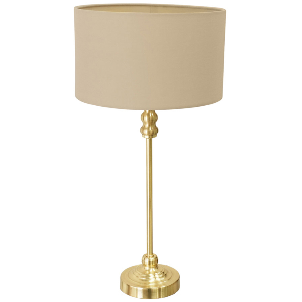 ValueLights Maggie Natural and Gold Drum Shade Candlestick LED Table Lamp Price Comparisons | Compare The Build